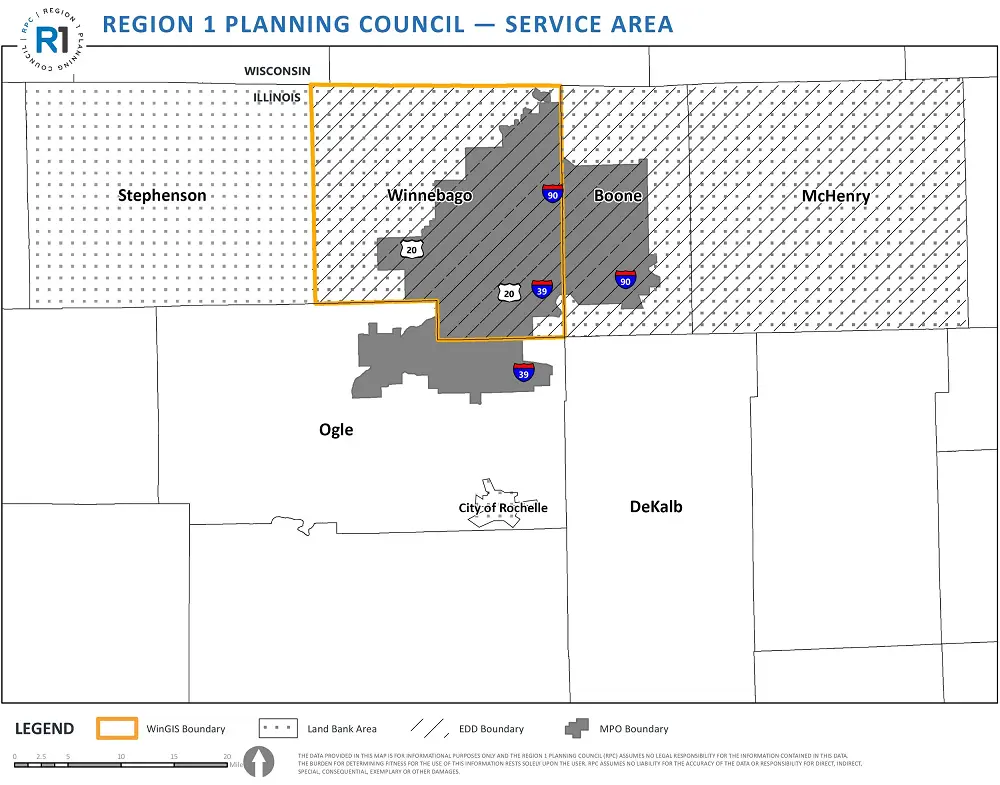 Map of different R1 Service Areas. 