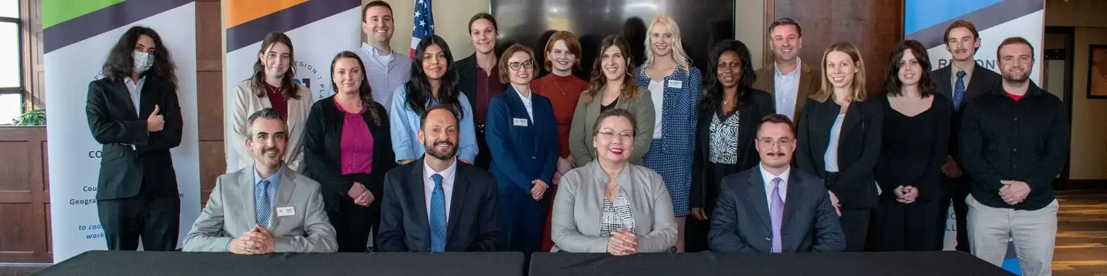 A collection of R1 Employees meeting with Senator Duckworth
